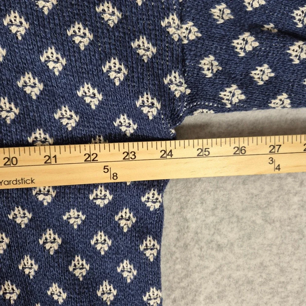 Vintage Jantzen Sweater Mens XL Blue Geometric Diamond Knit Crewneck Made in USA